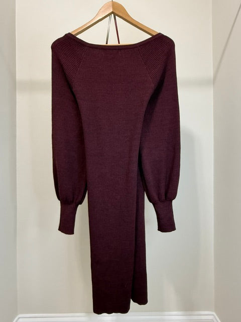 Nine West Burgundy Blend Ribbed Knit Dress SzXL NWT