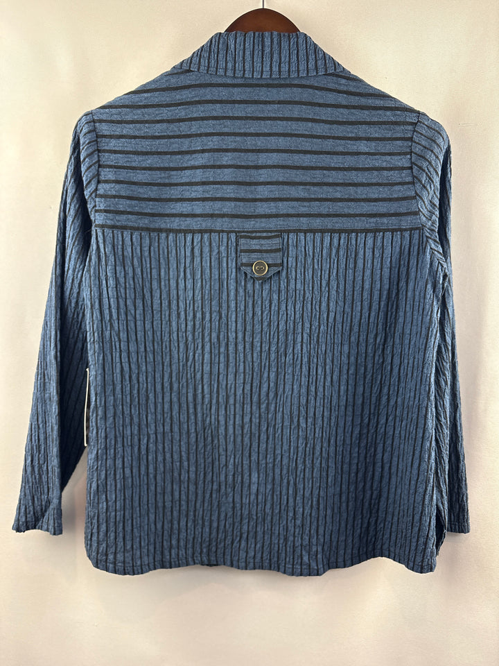 Women’s Habitat XS Dark Blue &amp; Black Striped Button Up