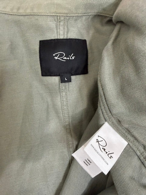 Rails Collins Utility Linen‑Blend Green Jacket SzL