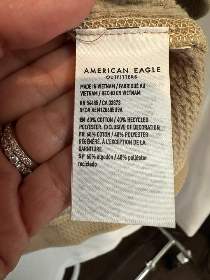 Men’s American Eagle Tan Boxy Fit Waffle Jersey Size L