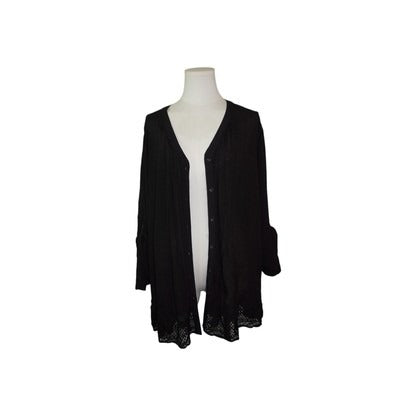 Women's GNW Black Polyester Blend Button Up Shirt - Size 1X