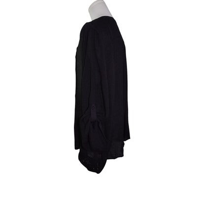 Women's GNW Black Polyester Blend Button Up Shirt - Size 1X