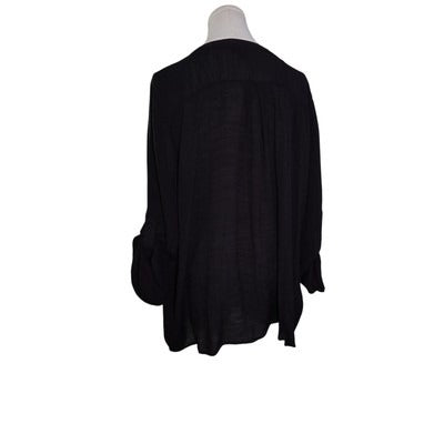 Women's GNW Black Polyester Blend Button Up Shirt - Size 1X