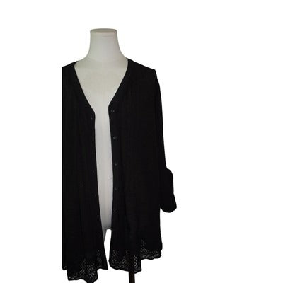 Women's GNW Black Polyester Blend Button Up Shirt - Size 1X