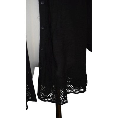 Women's GNW Black Polyester Blend Button Up Shirt - Size 1X