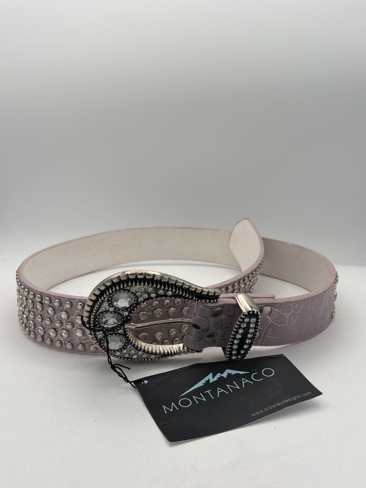Women’s MontanaCo Small Pale Pink Western Bedazzled Belt