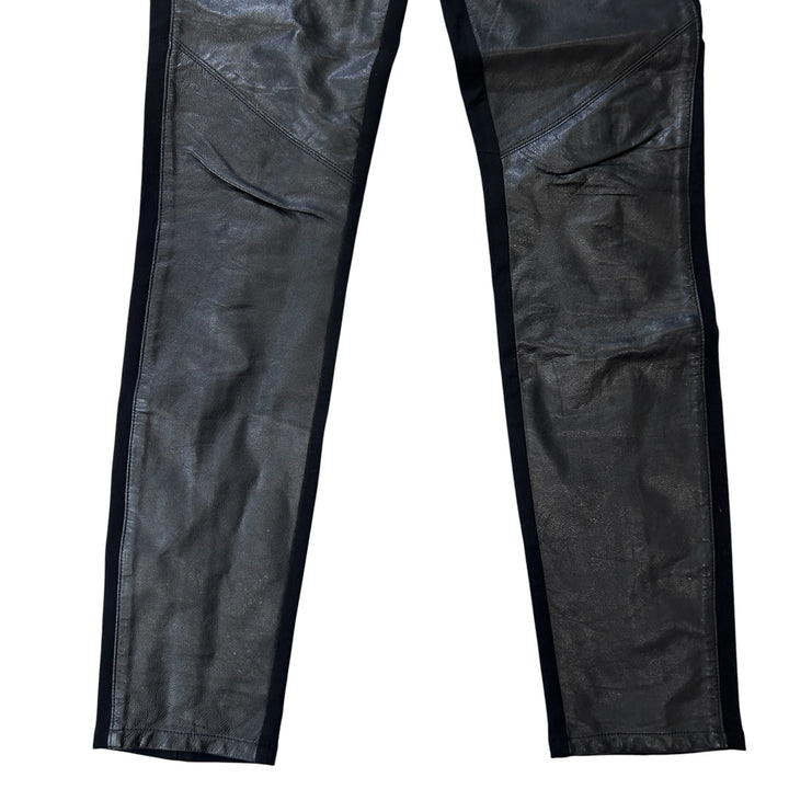 Paige Women's Medium Pants Paloma Black Lambskin Leather Ponte Legging Goth Edgy Punk 90s