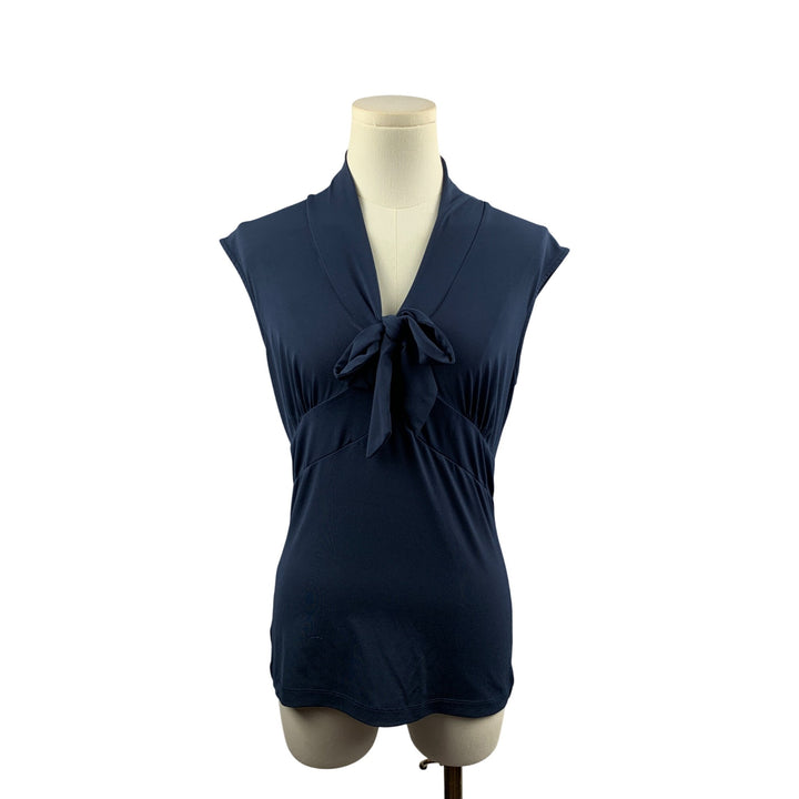 Merona Navy Sleeveless V-Neck Bow Tie Blouse XS Polyester/Spandex Womens Top
