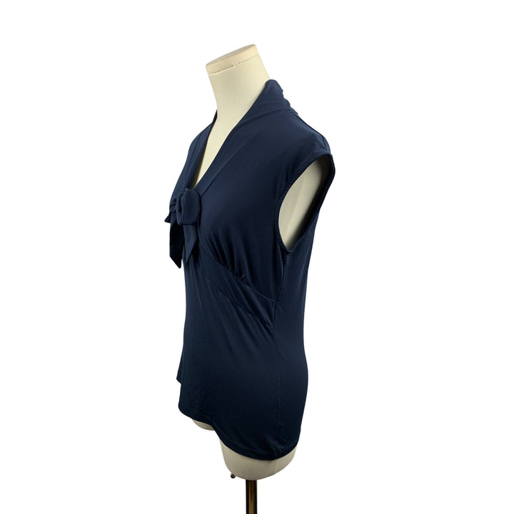 Merona Navy Sleeveless V-Neck Bow Tie Blouse XS Polyester/Spandex Womens Top