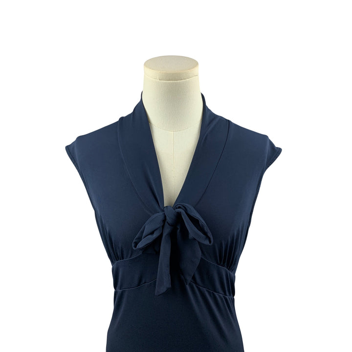 Merona Navy Sleeveless V-Neck Bow Tie Blouse XS Polyester/Spandex Womens Top