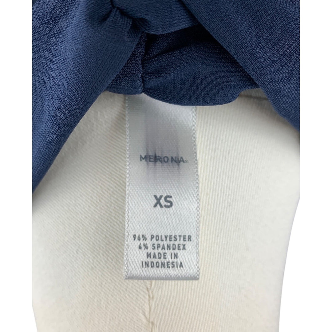 Merona Navy Sleeveless V-Neck Bow Tie Blouse XS Polyester/Spandex Womens Top