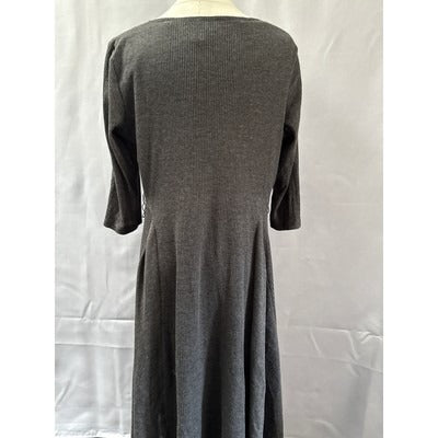 Women’s RB Collection New York Dark Grey Textured Sheath Dress 3/4 Sleeves Sz XL