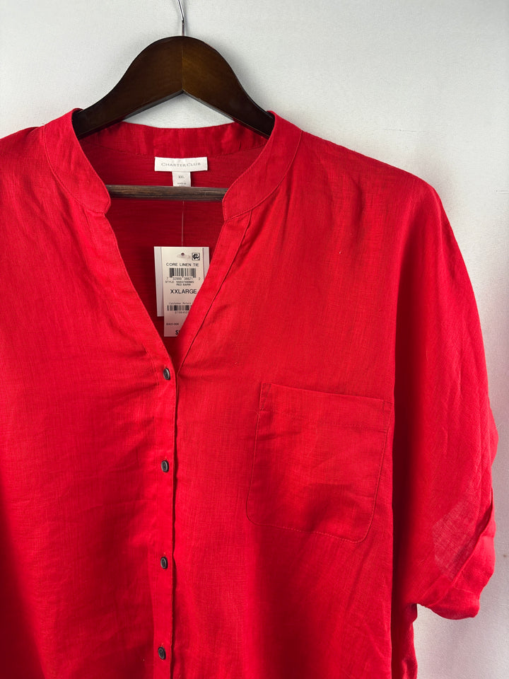 Women’s Charter Club XXL Bright Red Button Up Blouse