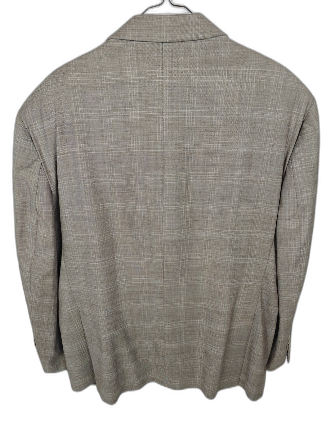 Joseph Abboud Men's Tan Windowpane Plaid Suit 2-Piece Set Size 48 Short Beige Wool Blend Jacket & Pants