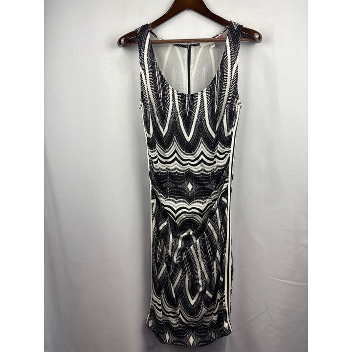 Women’s Tracy Reese Size 10 Black & White Geometric Pattern Tank Dress with a B&W Side Stripe