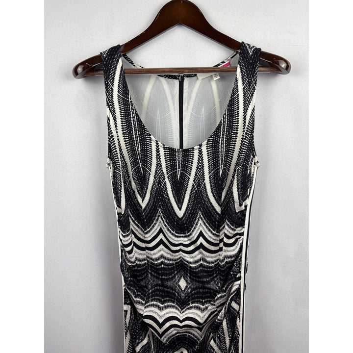 Women’s Tracy Reese Size 10 Black & White Geometric Pattern Tank Dress with a B&W Side Stripe