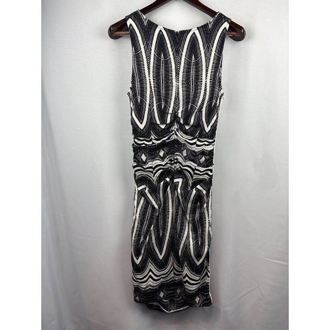 Women’s Tracy Reese Size 10 Black & White Geometric Pattern Tank Dress with a B&W Side Stripe