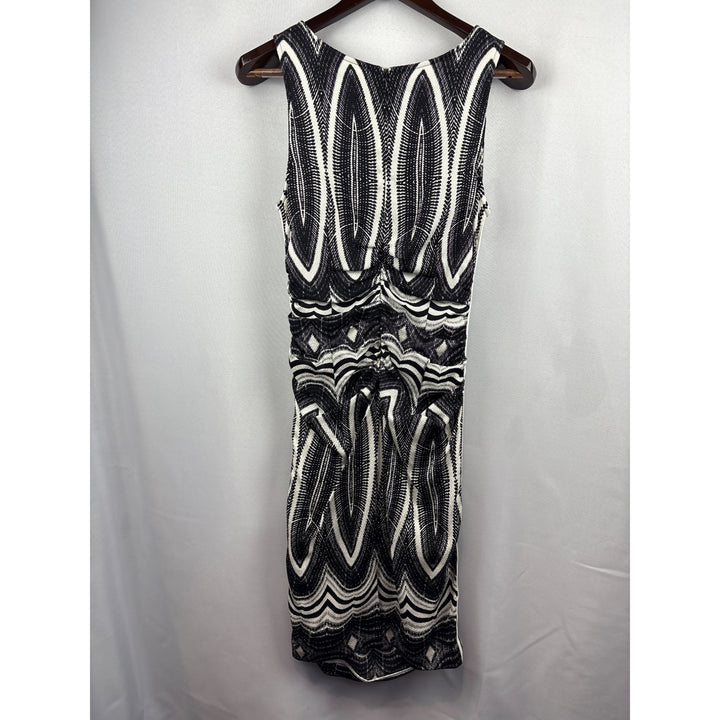 Women’s Tracy Reese Size 10 Black & White Geometric Pattern Tank Dress with a B&W Side Stripe