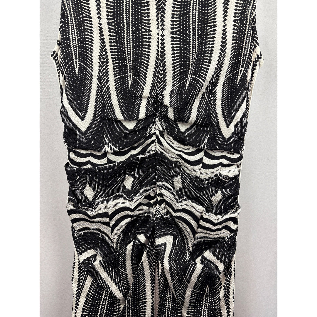 Women’s Tracy Reese Size 10 Black & White Geometric Pattern Tank Dress with a B&W Side Stripe