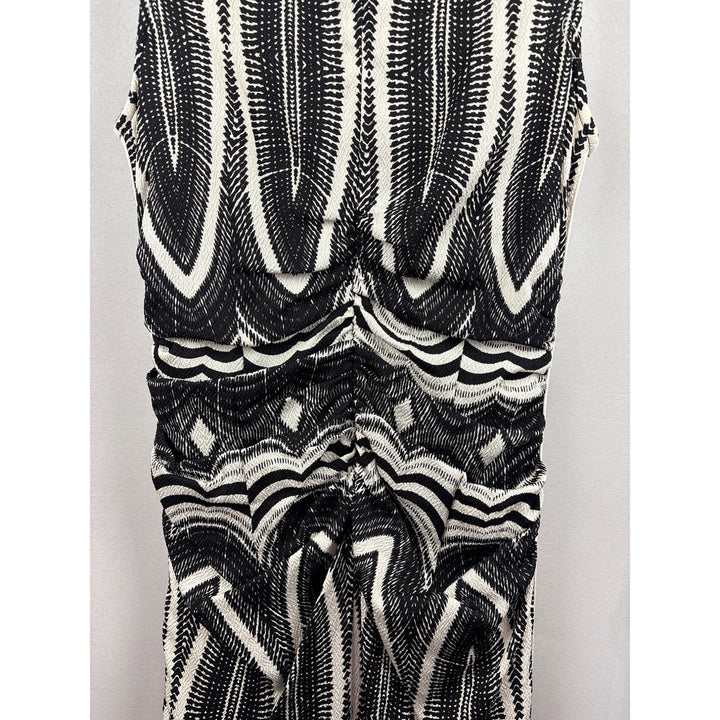 Women’s Tracy Reese Size 10 Black & White Geometric Pattern Tank Dress with a B&W Side Stripe