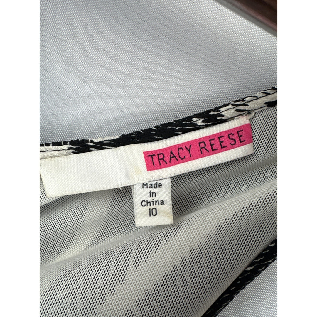 Women’s Tracy Reese Size 10 Black & White Geometric Pattern Tank Dress with a B&W Side Stripe
