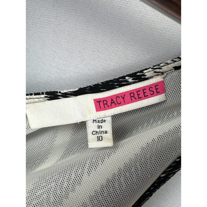 Women’s Tracy Reese Size 10 Black & White Geometric Pattern Tank Dress with a B&W Side Stripe