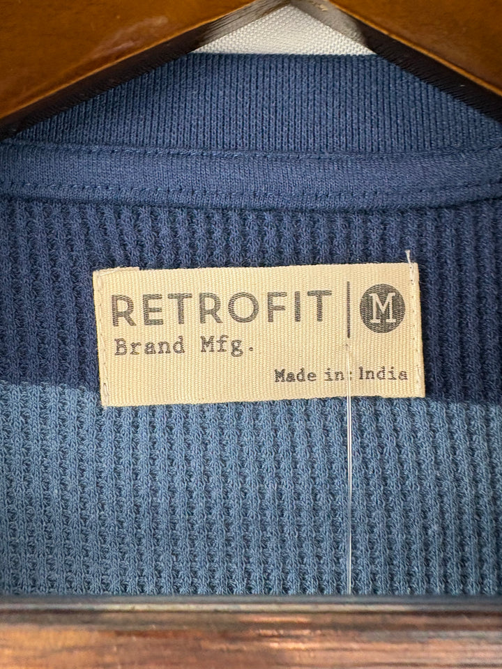 Men’s Retrofit Medium Light & Dark Blue Striped Long Sleeve Shirt