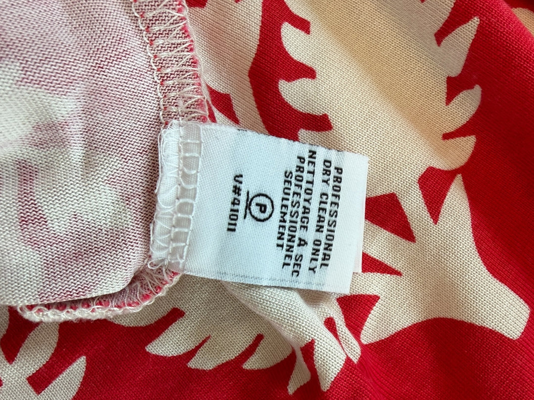 Diane Von Furstenberg Selene 100% Silk Floral Red-Cream Printed Dress Size 10