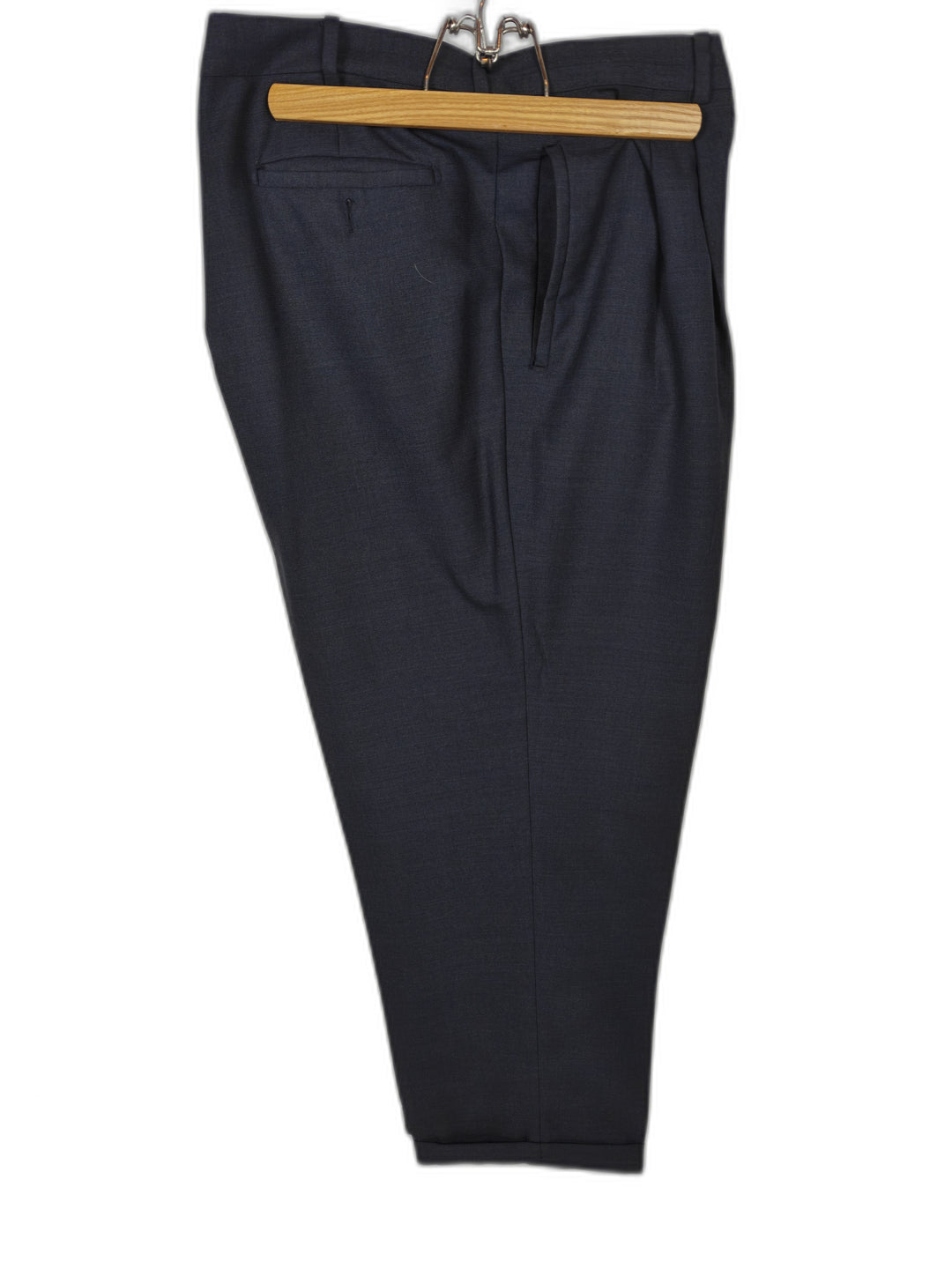 Bachrach Men's Navy Dress Pants 42x34 Pleated Cuffed Trousers Wool Blend Classic Fit