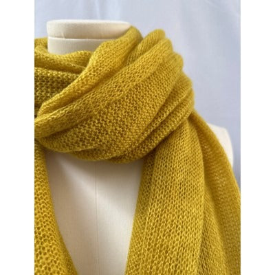 Vintage Mustard Yellow Knit Scarf For Women