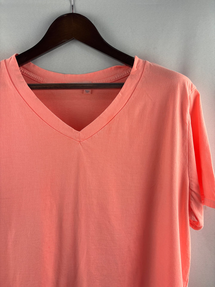 Women’s Fresh Produce Size 2X Bright Orange V-Neck T-Shirt