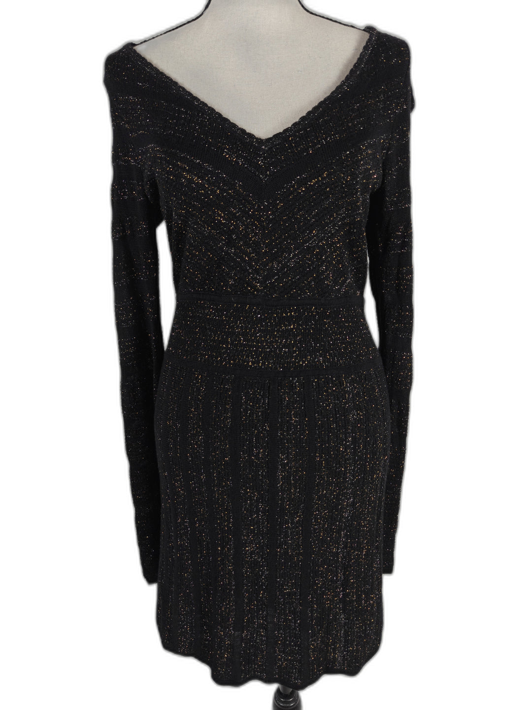 Women Guess Jeans Sweater Dress Black Gold Size L