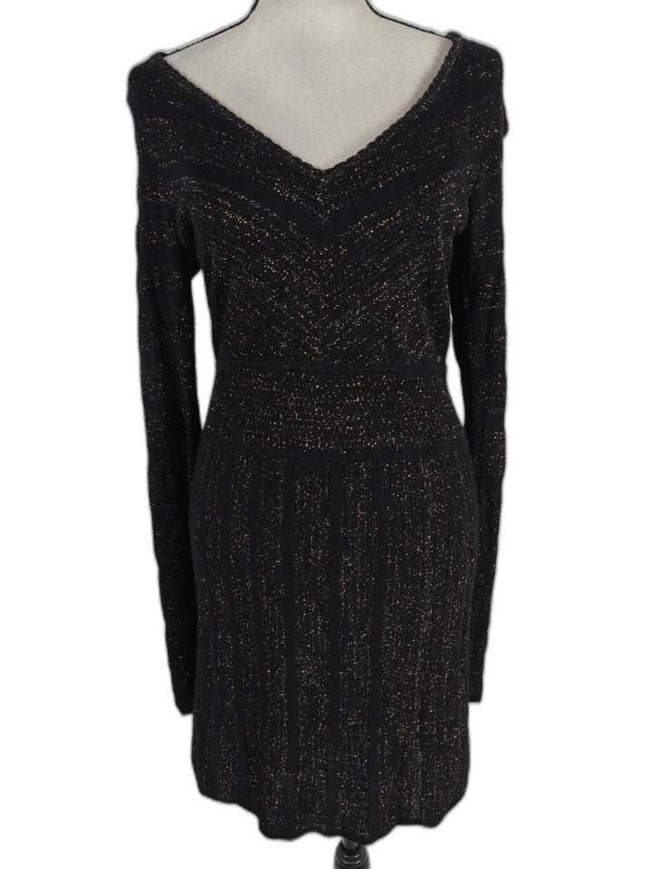 Women Guess Jeans Sweater Dress Black Gold Size L