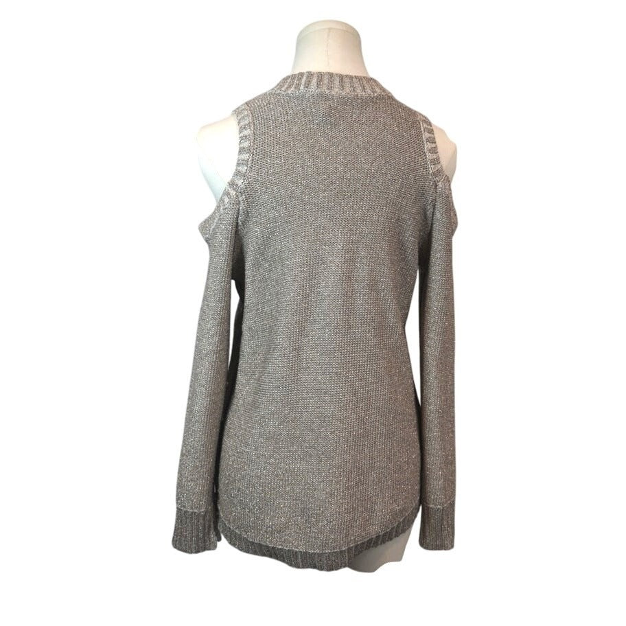 Women's BCBGMAXAZRIA Soft Gray Cut-Out Should Cable Sweater - Size M
