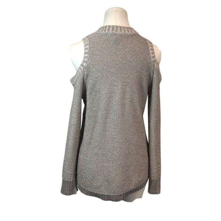 Women's BCBGMAXAZRIA Soft Gray Cut-Out Should Cable Sweater - Size M