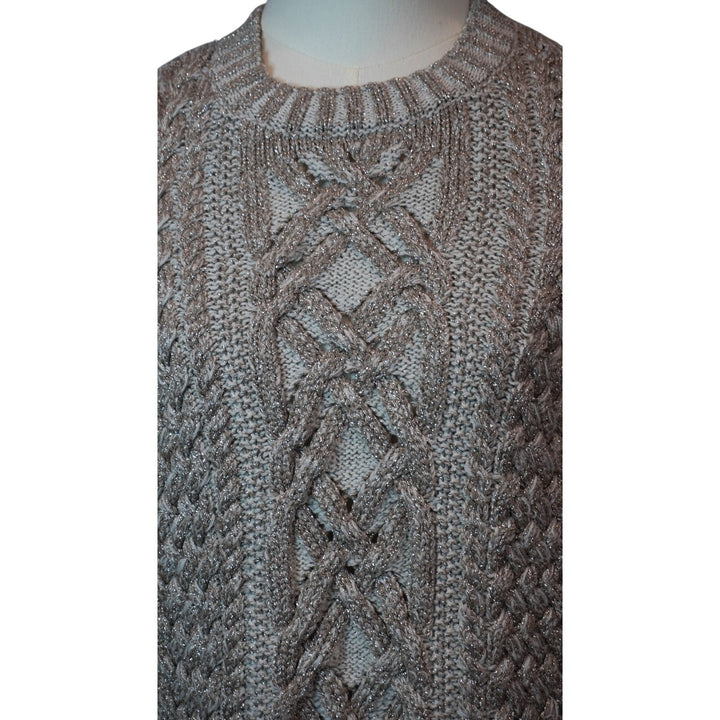 Women's BCBGMAXAZRIA Soft Gray Cut-Out Should Cable Sweater - Size M