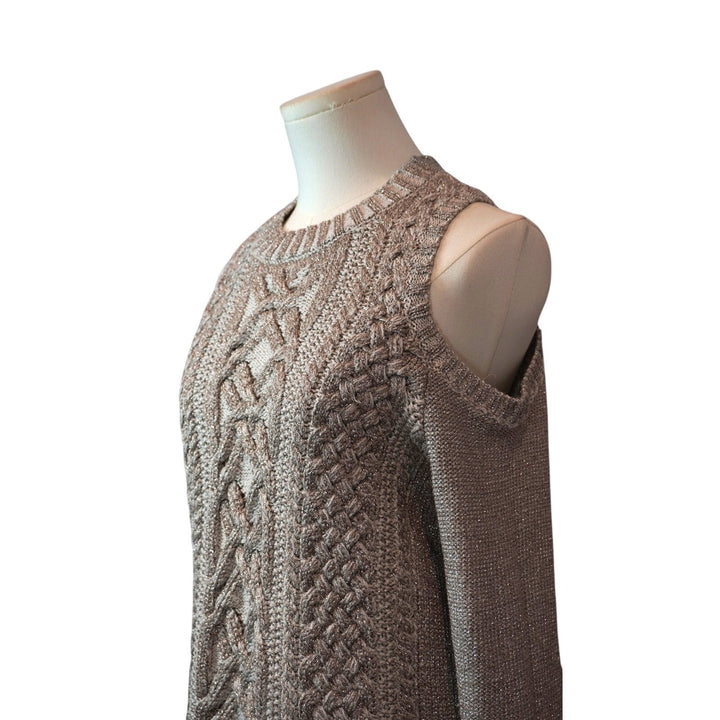 Women's BCBGMAXAZRIA Soft Gray Cut-Out Should Cable Sweater - Size M