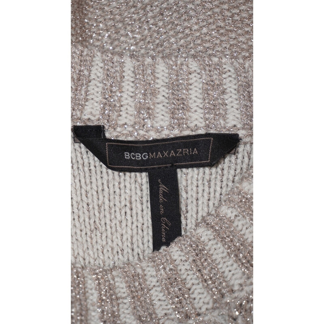 Women's BCBGMAXAZRIA Soft Gray Cut-Out Should Cable Sweater - Size M