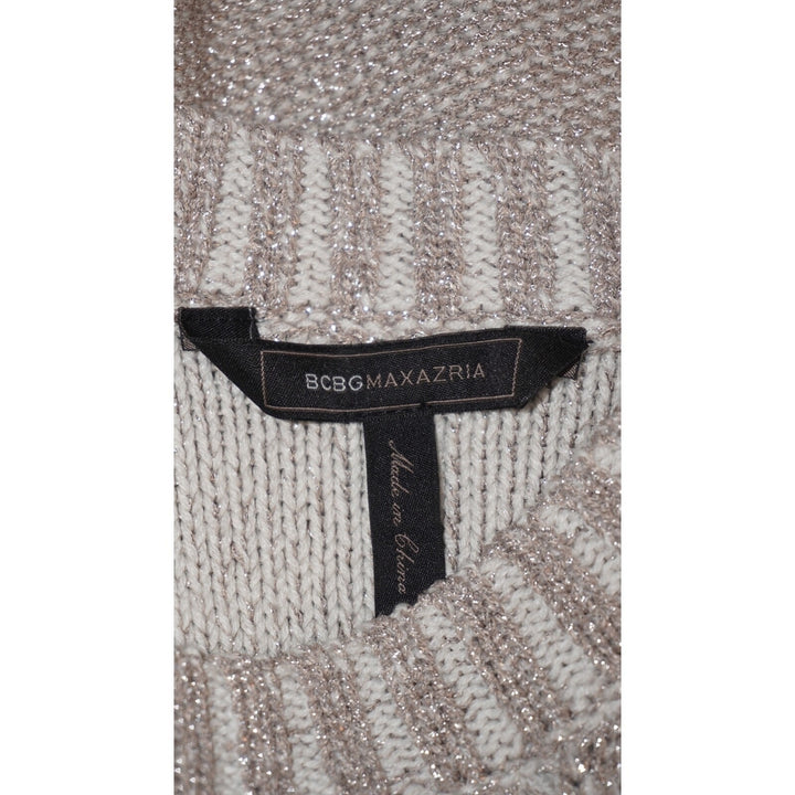 Women's BCBGMAXAZRIA Soft Gray Cut-Out Should Cable Sweater - Size M