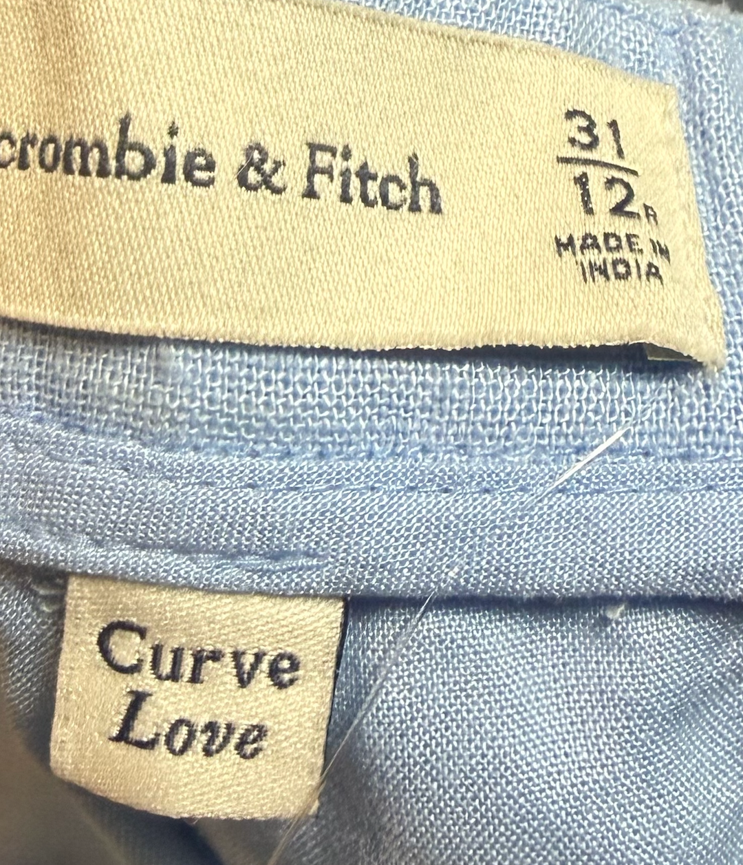 Abercrombie &amp; Fitch Curve Love Low Rise Wide Leg Pants Size 31 NWT Light Blue