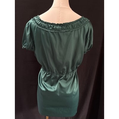 Women’s Massimo Forest Green Satin Cap Sleeved Top Sz XXL