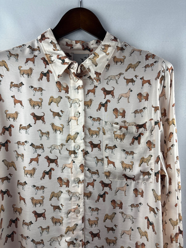 Women’s Von Landen Size 16/18 Cream Dog Patterned Button Up