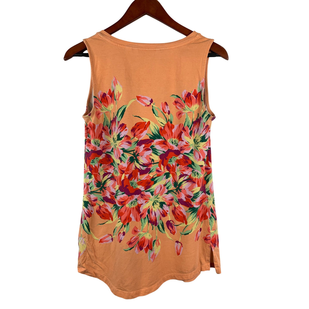Isaac Mizrahi Live! Sleeveless Floral Top For Women - Orange & Multicolor  XS  Cotton/Modal Blend