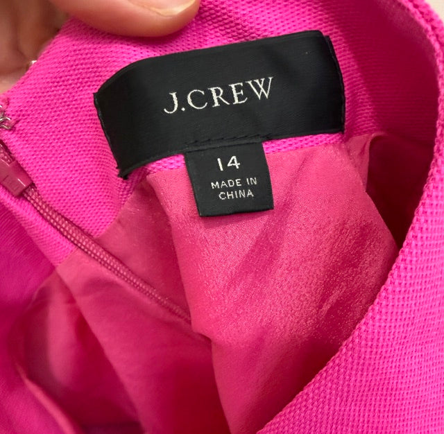 J.Crew Pink Triple Dobby Belted Faux Wrap Dress Sz14 NWOT