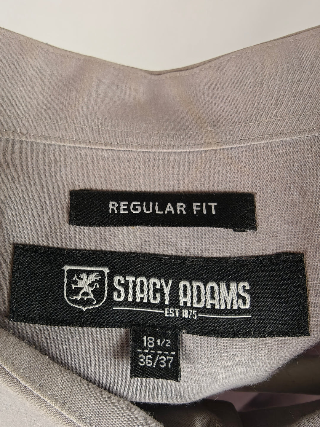 Stacy Adams 18.5 36/37 French Cuff Dress Shirt Gray Regular Fit Cotton Blend