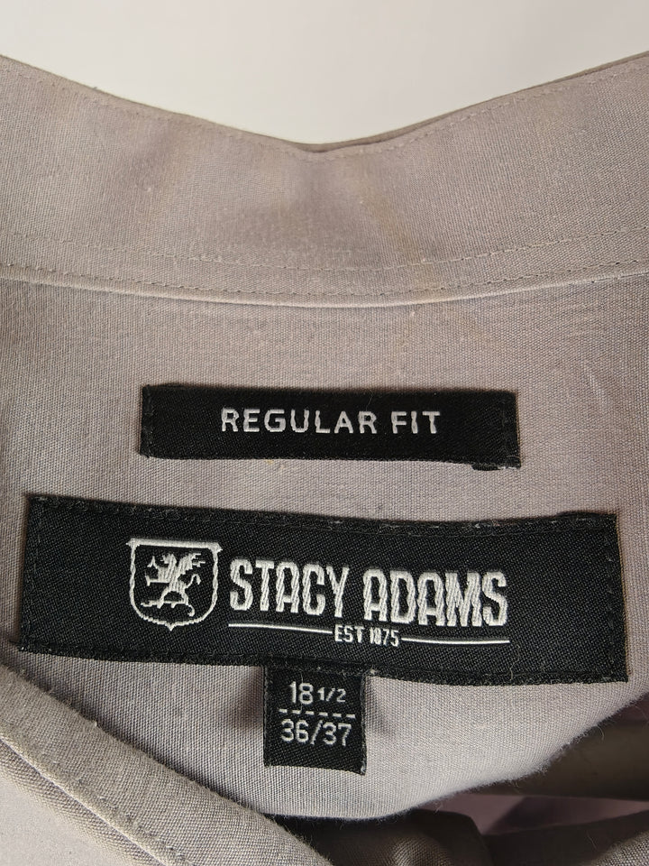 Stacy Adams 18.5 36/37 French Cuff Dress Shirt Gray Regular Fit Cotton Blend