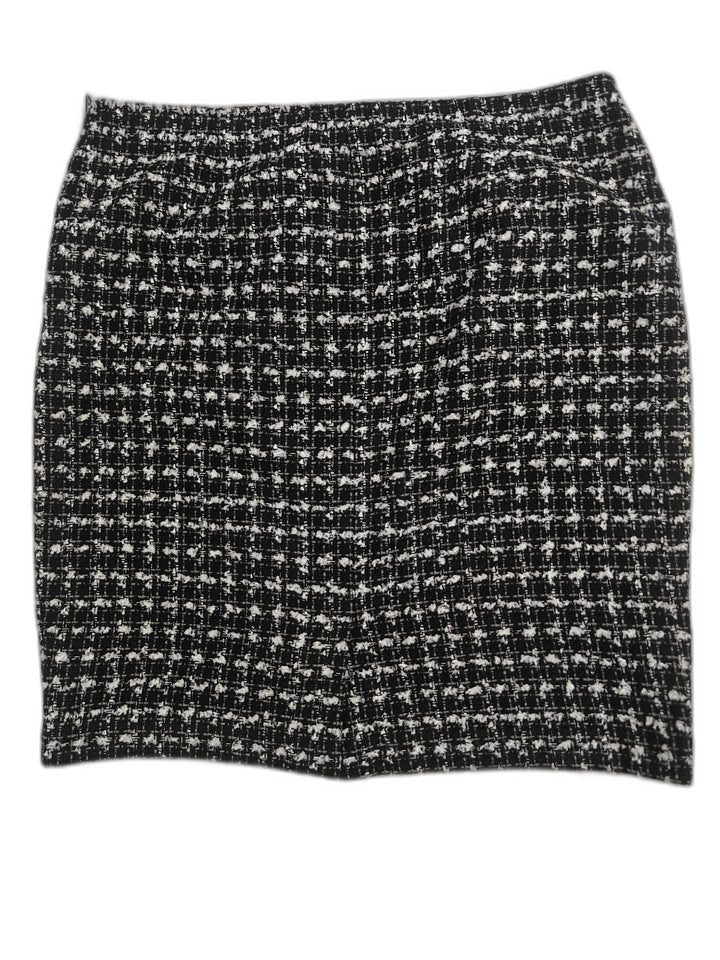 Women Halogen Pencil Skirt Black White Tweed Size 12