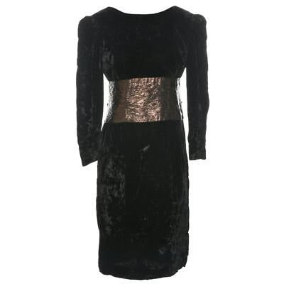 Warren Petite Size 4 Black velour dress with copper bow