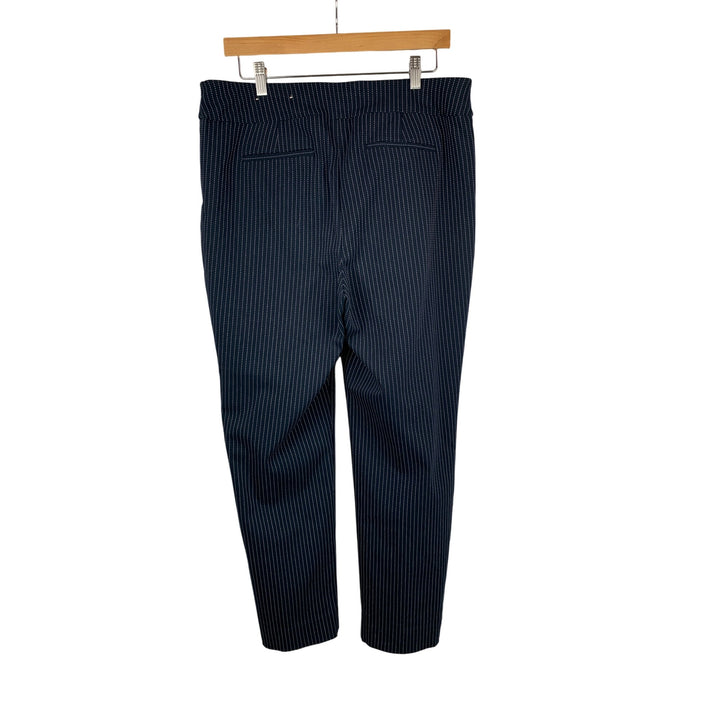 Chicos Womens Pinstripe Pants Size 2R Navy Rayon Blend Professional Wear