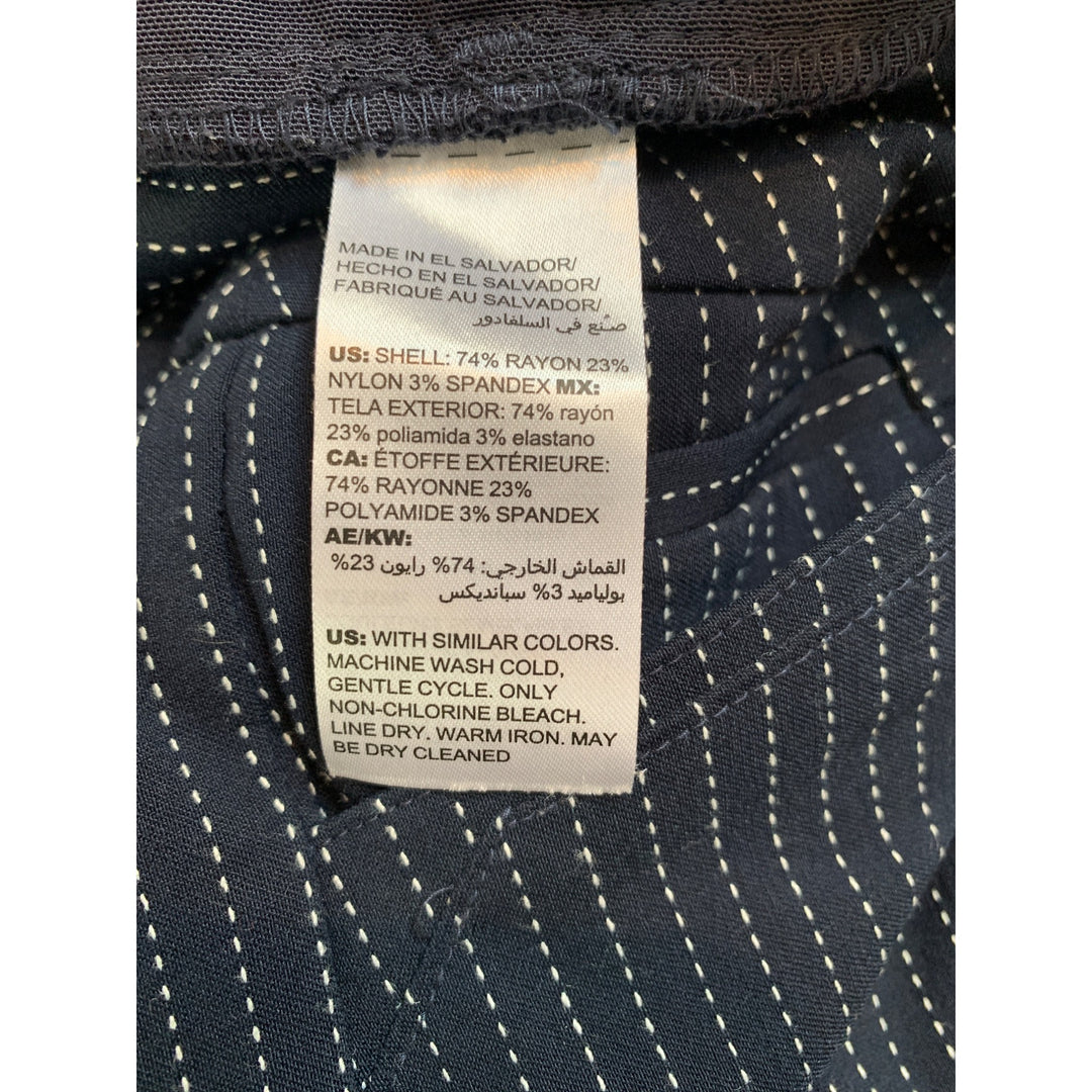 Chicos Womens Pinstripe Pants Size 2R Navy Rayon Blend Professional Wear
